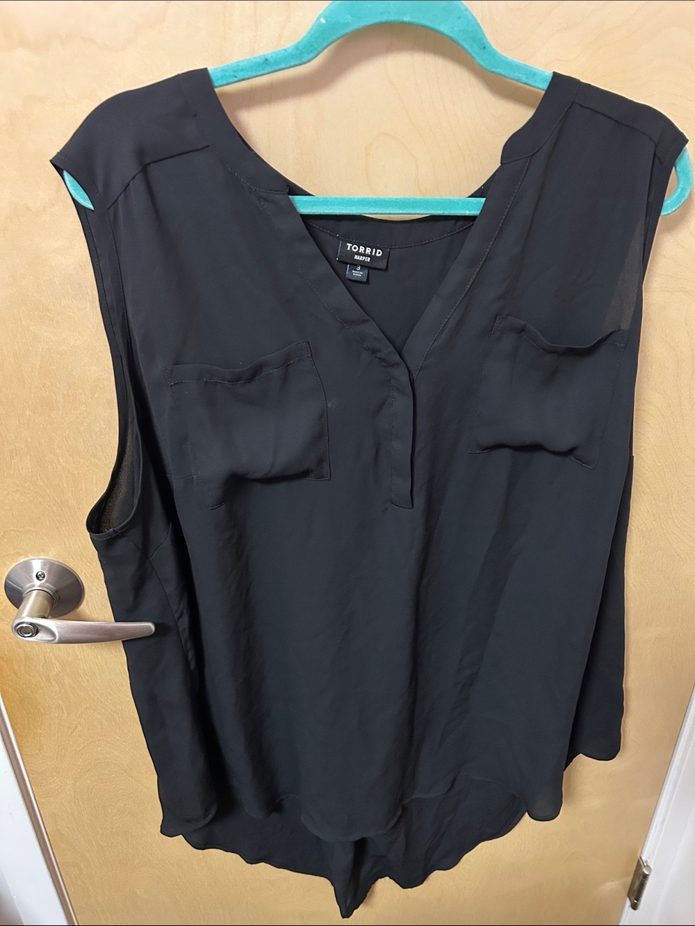 Torrid Black Sleeveless V-Neck Camisole with Chest Pockets